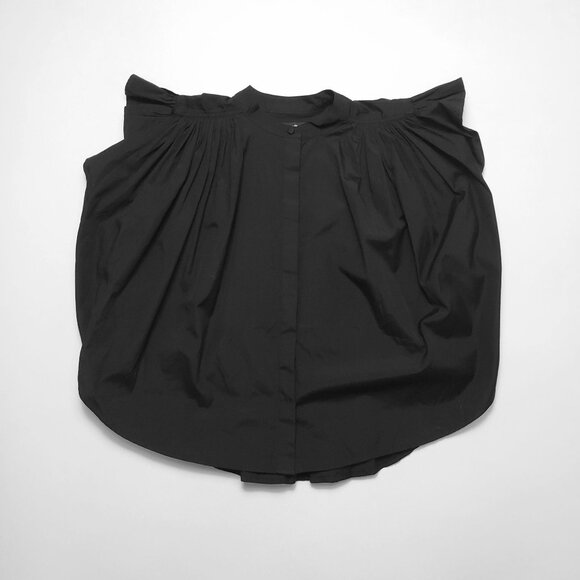 Madewell Poplin Shirred Button Up Shirt Womens XS Jet Black Blouse - Picture 4 of 16